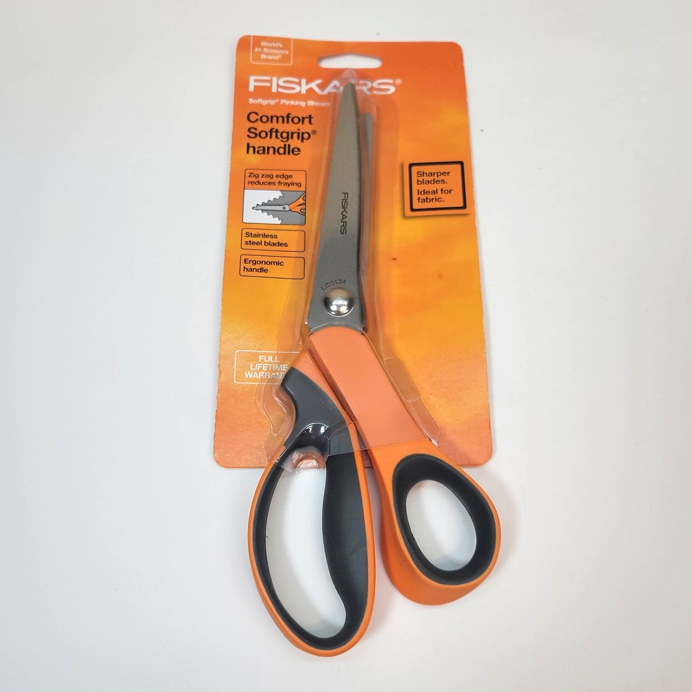 Fiskars Softgrip Pinking Shears Zig Zag Fabric Scissors Orange Black 198980